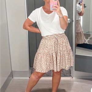 Tan and white polka dot skirt